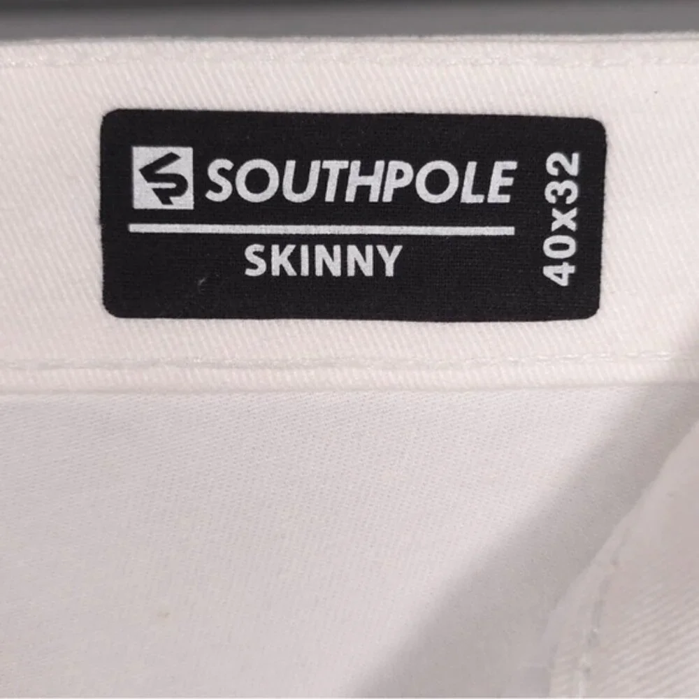 NWT SOUTHPOLE Men’s Skinny Jeans White Cotton Stretch‎ Size 40x32